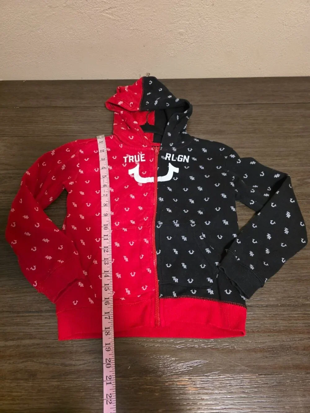 True Religion Boys Split-Color Allover Monogram Hoodie and Jogger Sweatsuit Set
